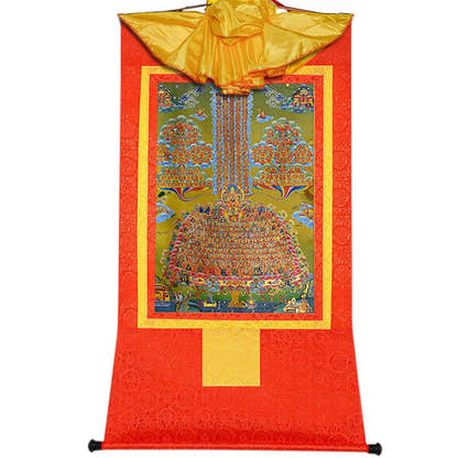 Je Tsongkhapa,Losang Drakpa,Je Rinpoche on Refuge Tree - Tibetan thangka painting, view 17