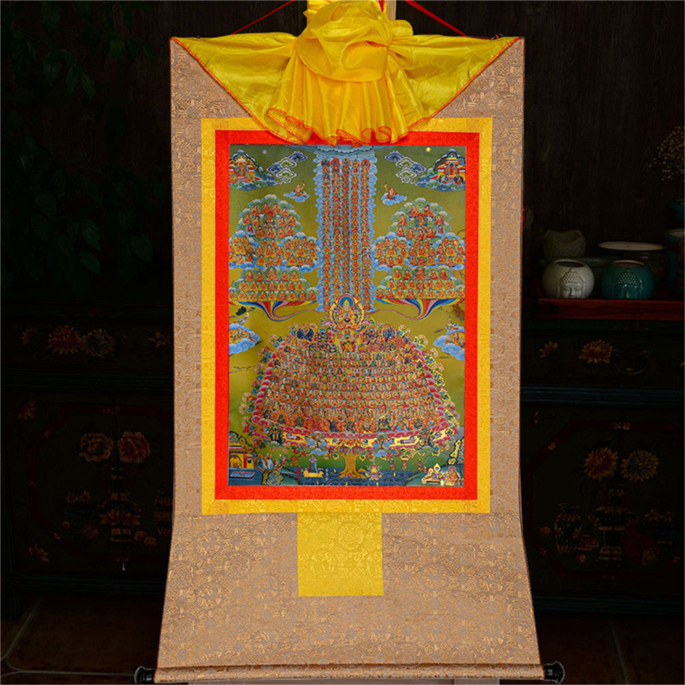 Gandhanra-Thangka-Art-JeTsongkhapa-Losang-Drakpa-JeRinpoche-on-refuge-tree