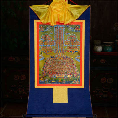 Je Tsongkhapa,Losang Drakpa,Je Rinpoche on Refuge Tree - Tibetan thangka painting, view 10