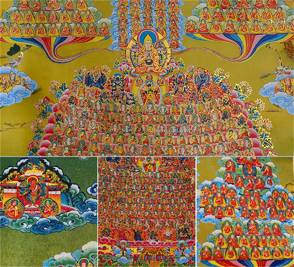 Je Tsongkhapa,Losang Drakpa,Je Rinpoche on Refuge Tree - Tibetan thangka painting, view 15