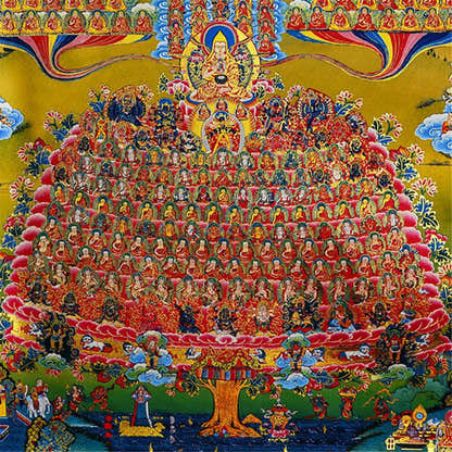 Je Tsongkhapa,Losang Drakpa,Je Rinpoche on Refuge Tree - Tibetan thangka painting, view 14