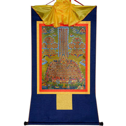 Je Tsongkhapa,Losang Drakpa,Je Rinpoche on Refuge Tree - Tibetan thangka painting, view 9