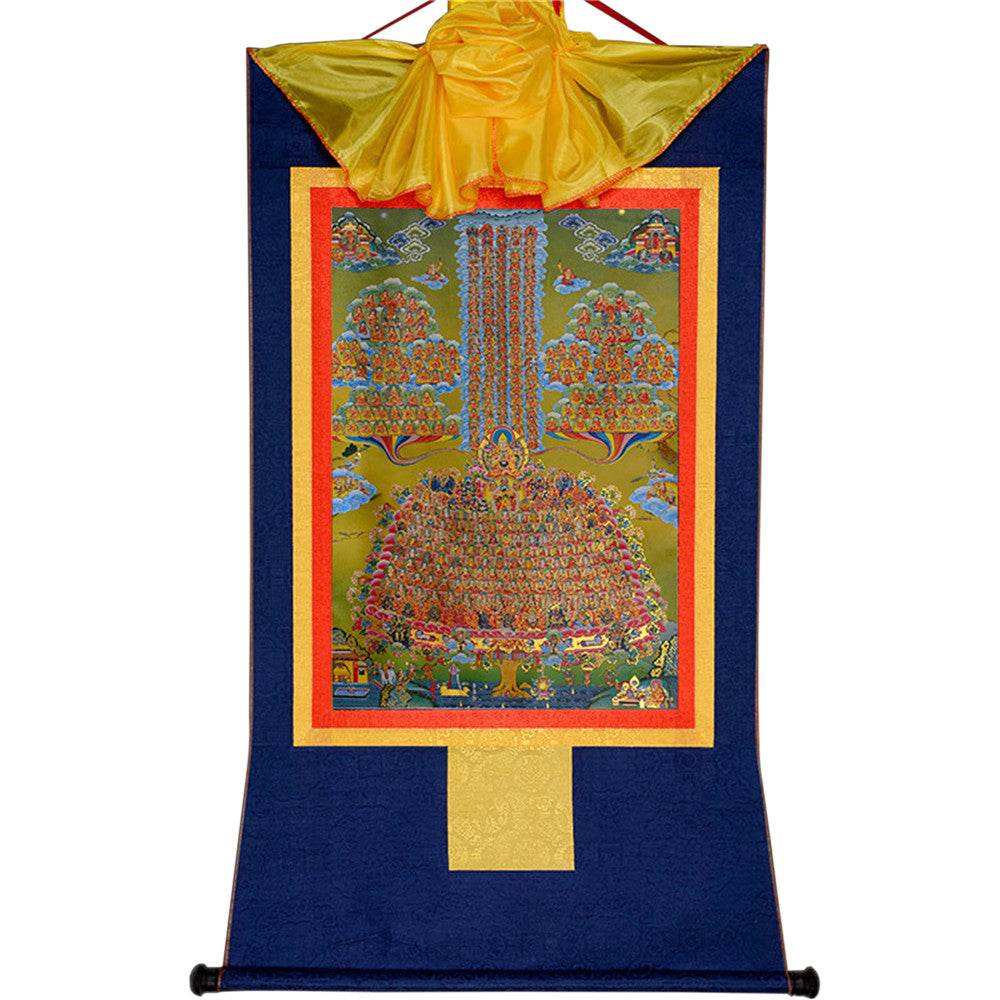 Je Tsongkhapa,Losang Drakpa,Je Rinpoche on Refuge Tree - Tibetan thangka painting, view 9