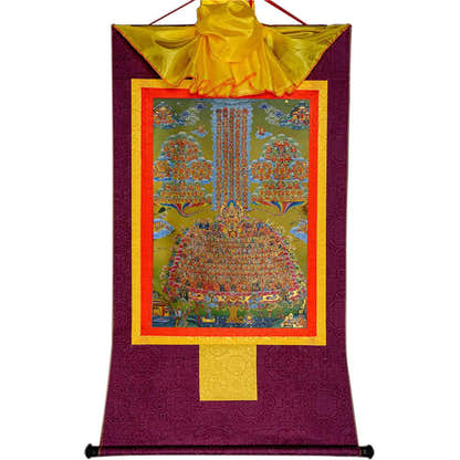 Je Tsongkhapa,Losang Drakpa,Je Rinpoche on Refuge Tree - Tibetan thangka painting, view 11