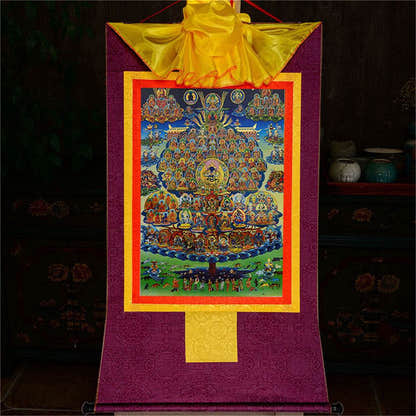 Karma Kagyu Refuge Tree - Tibetan thangka painting, view 12