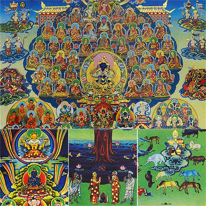 Karma Kagyu Refuge Tree - Tibetan thangka painting, view 13