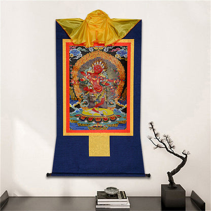 Gandhanra Bronzing Printed Tibetan Thangka Art - Kurukulla Thangka, Hand Framed Tibetan Buddhist Thangka Wall Hanging