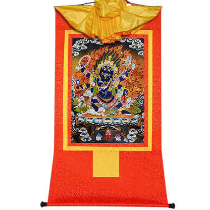 ནག་པོ་ཆེན་པོ། Six Armed Mahakala - Tibetan thangka painting, view 16