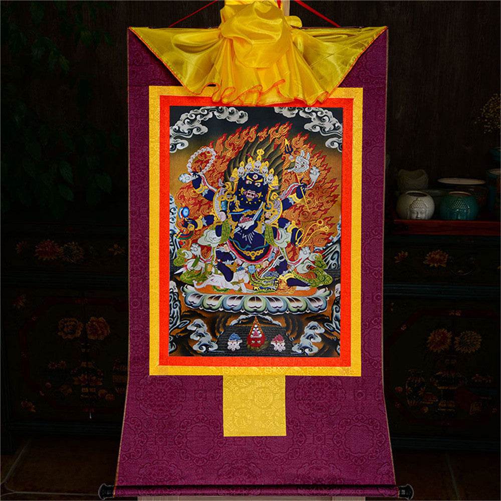 ནག་པོ་ཆེན་པོ། Six Armed Mahakala - Tibetan thangka painting, view 13