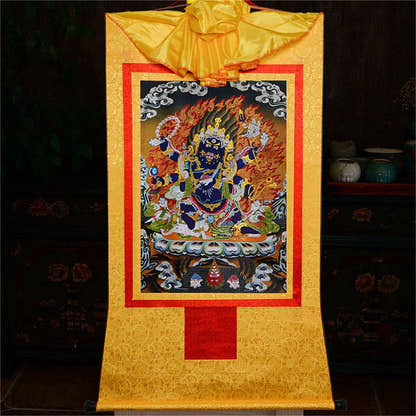 ནག་པོ་ཆེན་པོ། Six Armed Mahakala - Tibetan thangka painting, view 14
