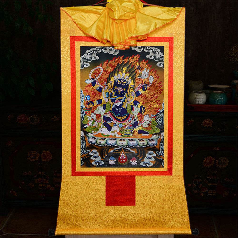 ནག་པོ་ཆེན་པོ། Six Armed Mahakala - Tibetan thangka painting, view 14