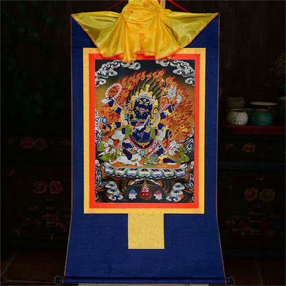 ནག་པོ་ཆེན་པོ། Six Armed Mahakala - Tibetan thangka painting, view 11