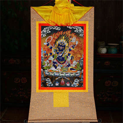 ནག་པོ་ཆེན་པོ། Six Armed Mahakala - Tibetan thangka painting, view 9