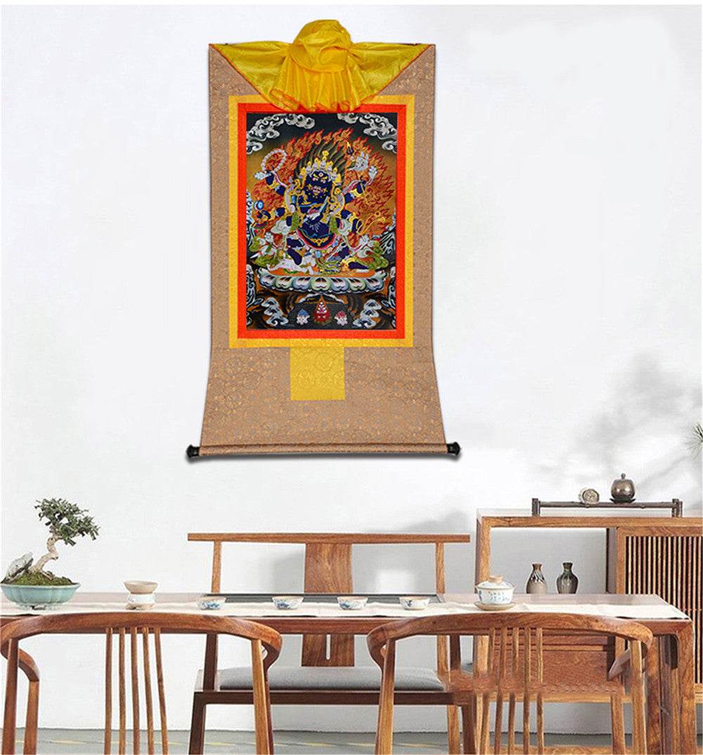 ནག་པོ་ཆེན་པོ། Six Armed Mahakala - Tibetan thangka painting, view 7