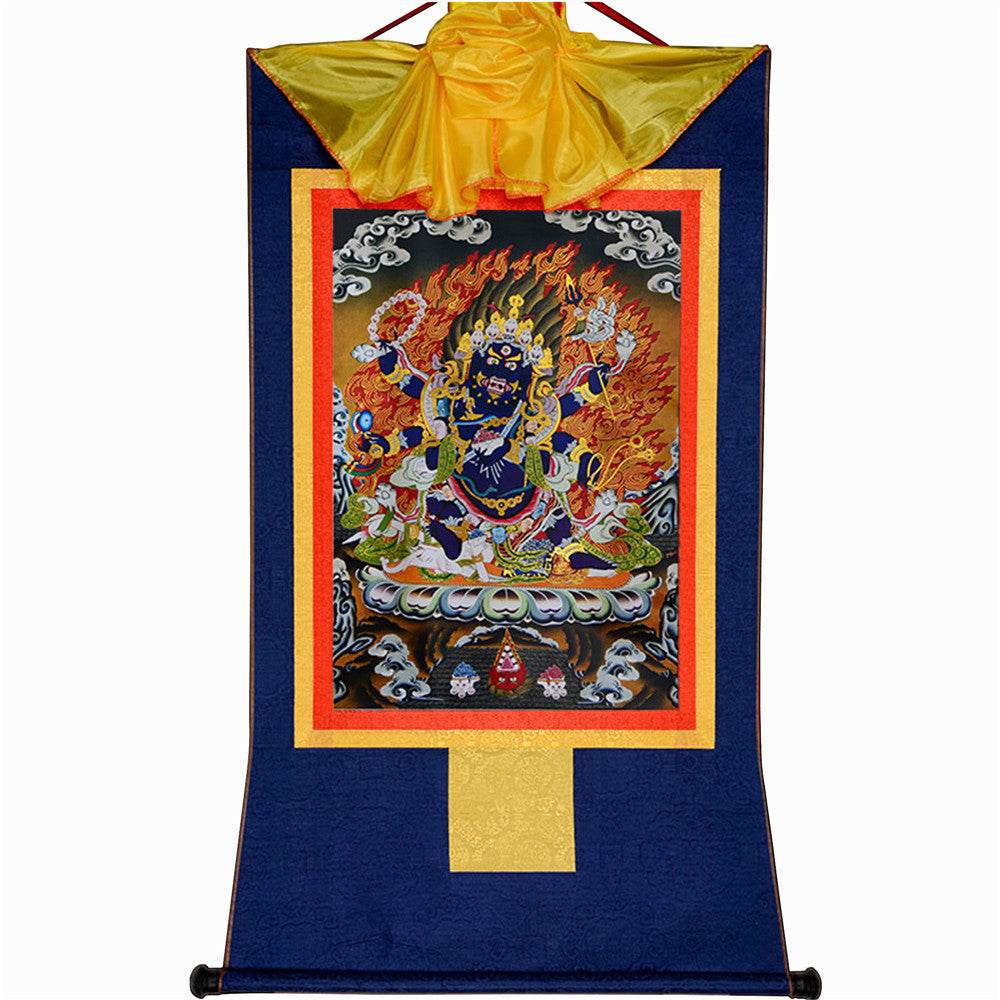 ནག་པོ་ཆེན་པོ། Six Armed Mahakala - Tibetan thangka painting, view 10