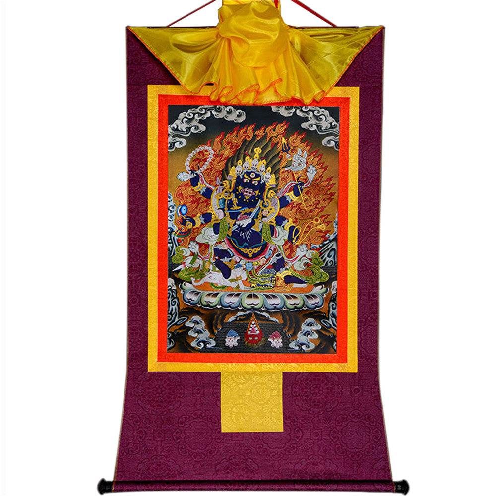 ནག་པོ་ཆེན་པོ། Six Armed Mahakala - Tibetan thangka painting, view 12