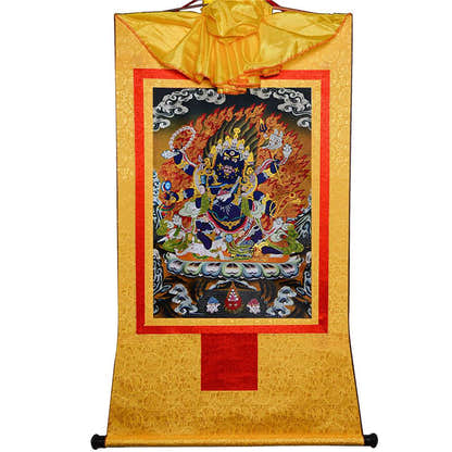 ནག་པོ་ཆེན་པོ། Six Armed Mahakala - Tibetan thangka painting, view 15