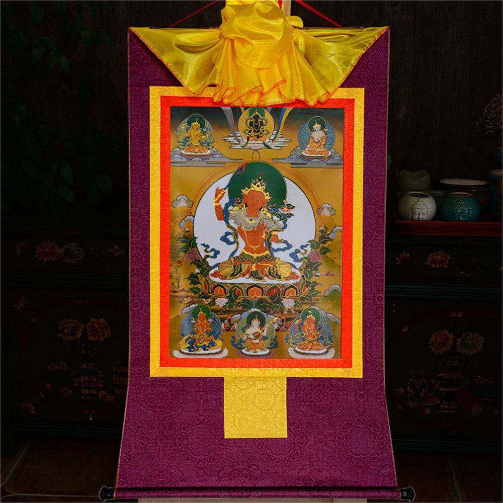 Manjusri -Buddha of Wisdom - Tibetan thangka painting, view 13