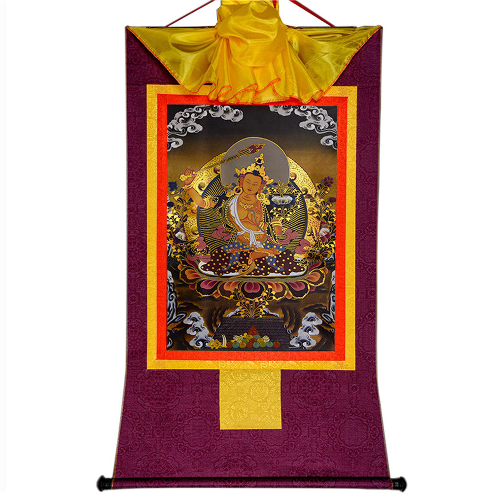 Gandhanra-Thangka-Art-Manjusri-Buddha-of-Wisdom-in-Black-Type