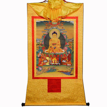 Shakyamuni,Gautama Buddha - Tibetan thangka painting, view 14