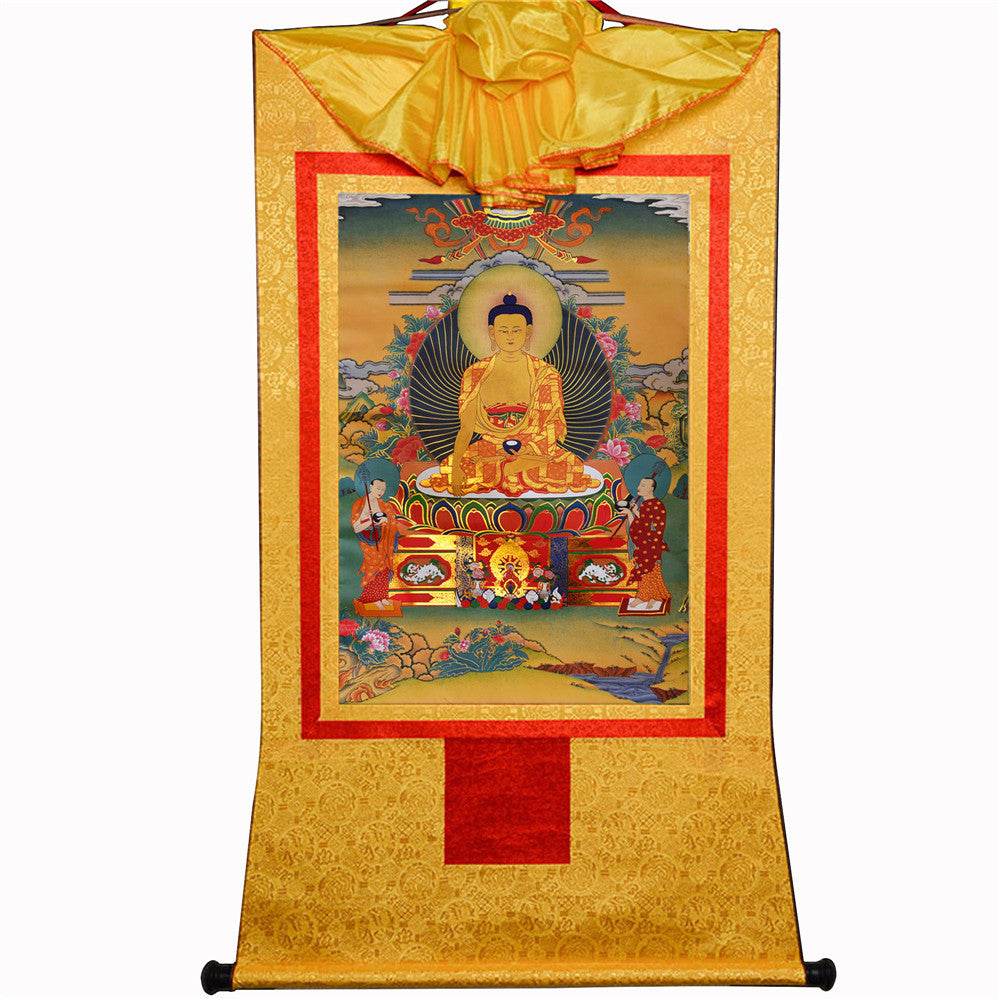 Shakyamuni,Gautama Buddha - Tibetan thangka painting, view 14
