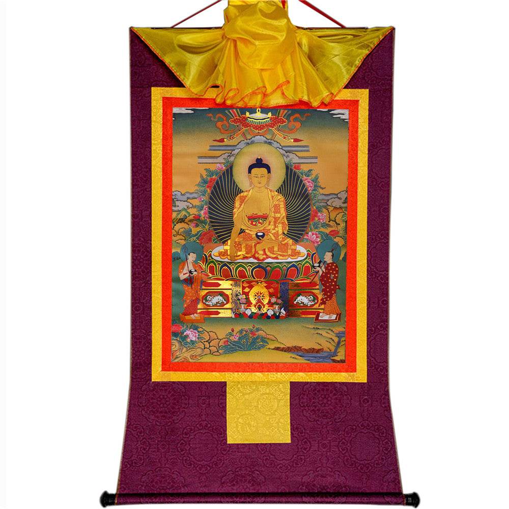 Shakyamuni,Gautama Buddha - Tibetan thangka painting, view 12