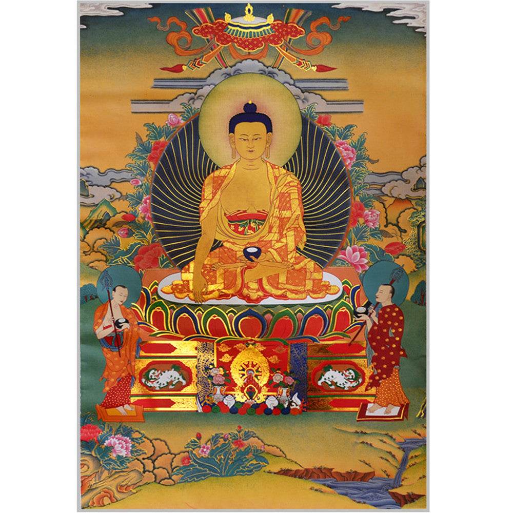 Shakyamuni,Gautama Buddha - Tibetan thangka painting, view 17