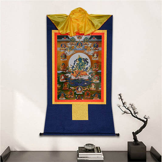 The 21 Taras - Tibetan thangka painting, detailed view