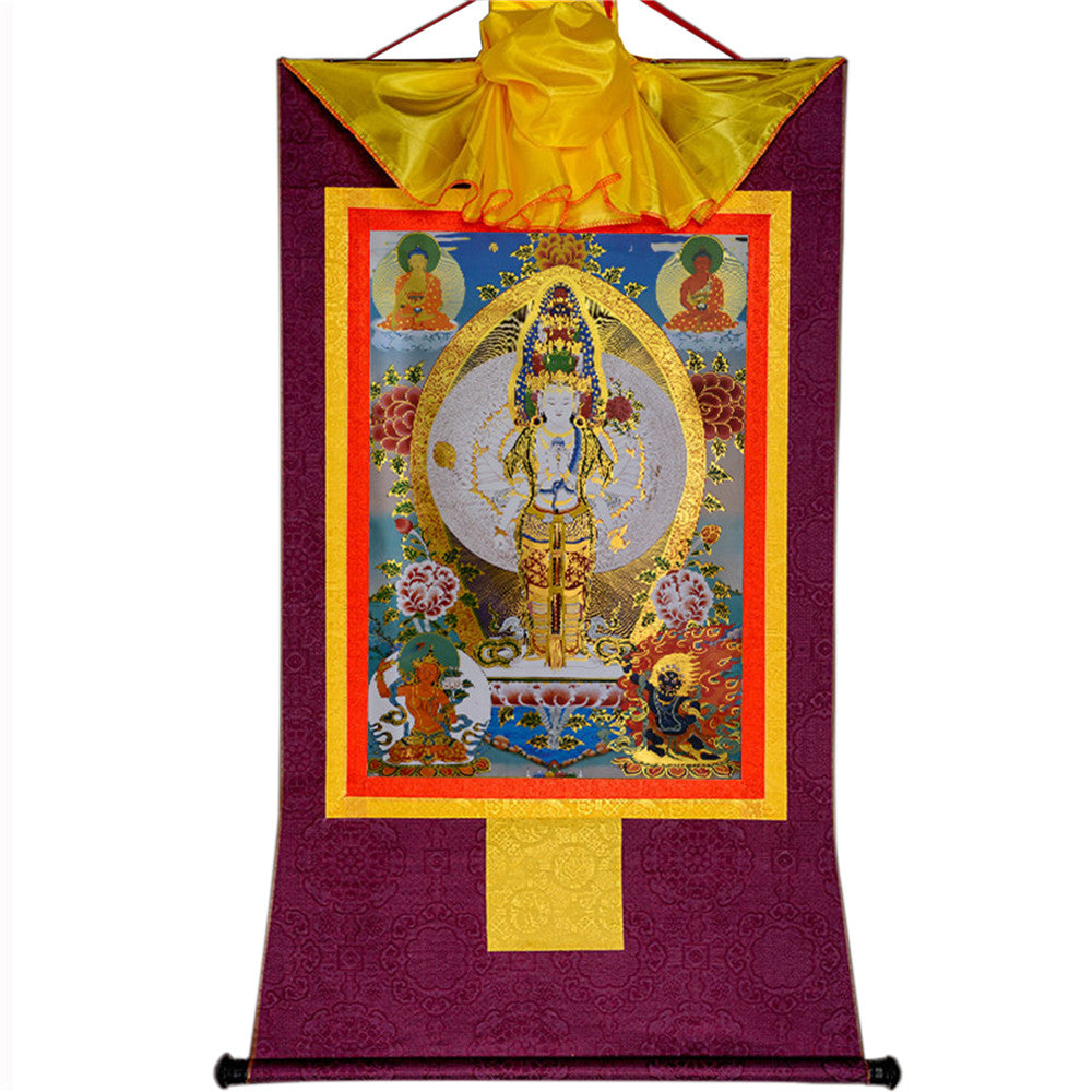 Gandhanra-Thangka-Art-Thousand-Armed-Avalokitesvara-Padmapani-Purple
