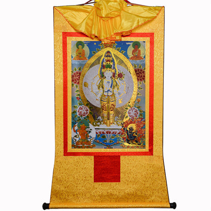 Gandhanra-Thangka-Art-Thousand-Armed-Avalokitesvara-Padmapani-Yellow