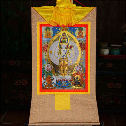 Avalokitesvara - Tibetan thangka painting, view 9