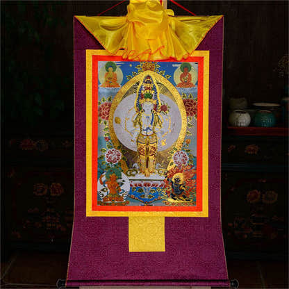 Avalokitesvara - Tibetan thangka painting, view 13