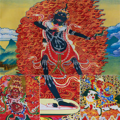 Ekajati,Rahula,Vajrasadhu - Tibetan thangka painting, view 16
