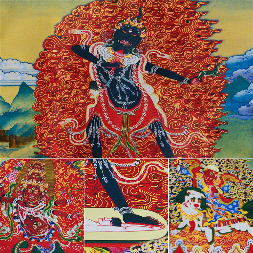 Ekajati,Rahula,Vajrasadhu - Tibetan thangka painting, view 16