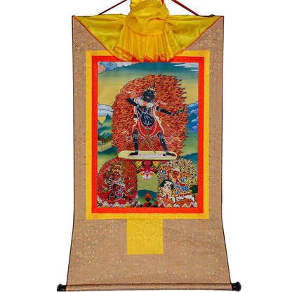 Ekajati,Rahula,Vajrasadhu - Tibetan thangka painting, view 7