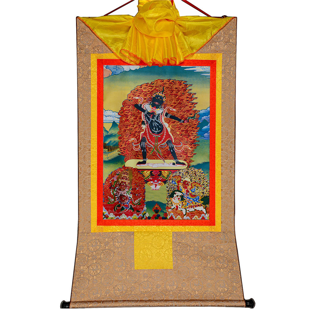    Gandhanra-Thangka-Art-Three-Dharmapalas-of-the-Gelug-school-PaldenLhamo-Mahakala-Yamantaka