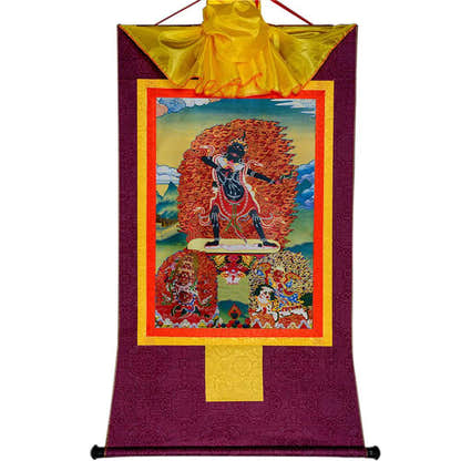 Ekajati,Rahula,Vajrasadhu - Tibetan thangka painting, view 11