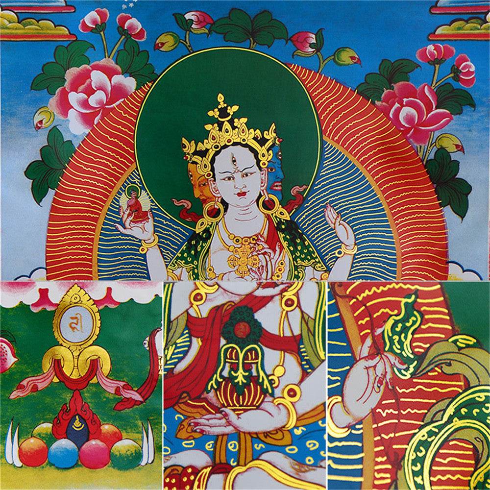 Usnisa Vijaya - Crown Superb Victory Dharani - Tibetan thangka painting, view 16