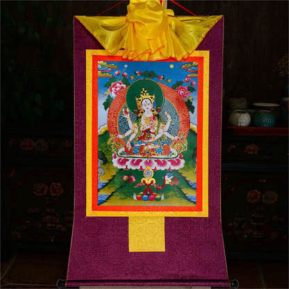 Usnisa Vijaya - Crown Superb Victory Dharani - Tibetan thangka painting, view 11