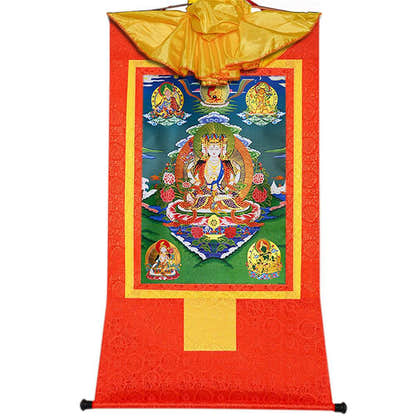 Usnisa Vijaya and 5 Healing Buddhas - Tibetan thangka painting, view 15