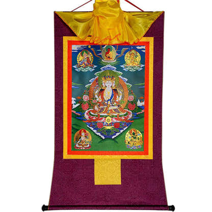 Usnisa Vijaya and 5 Healing Buddhas - Tibetan thangka painting, view 11
