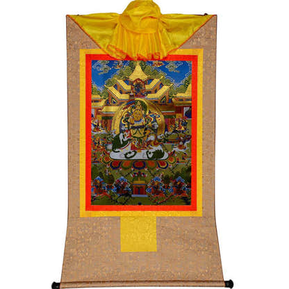 Vaisravana,Buddha of Wealth - Tibetan thangka painting, view 8