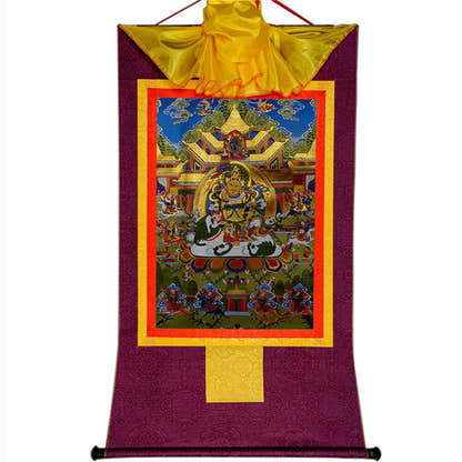 Vaisravana,Buddha of Wealth - Tibetan thangka painting, view 12