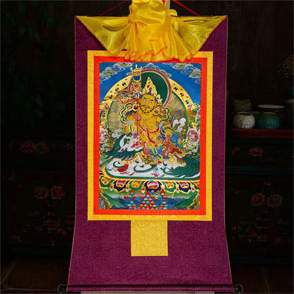 Vaisravana-Buddha of Wealth - Tibetan thangka painting, view 13