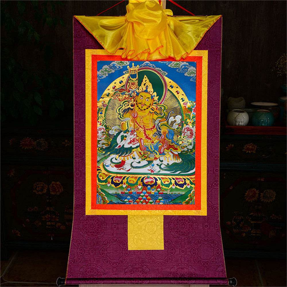 Vaisravana-Buddha of Wealth - Tibetan thangka painting, view 13
