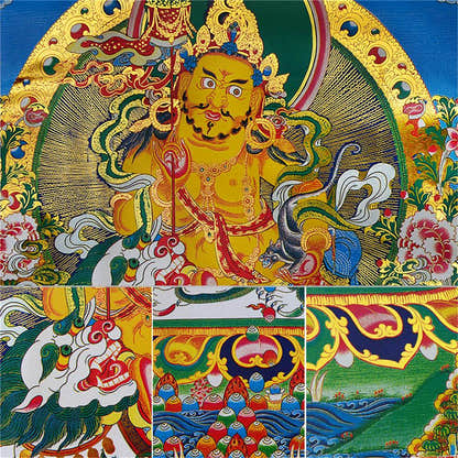 Vaisravana-Buddha of Wealth - Tibetan thangka painting, view 14