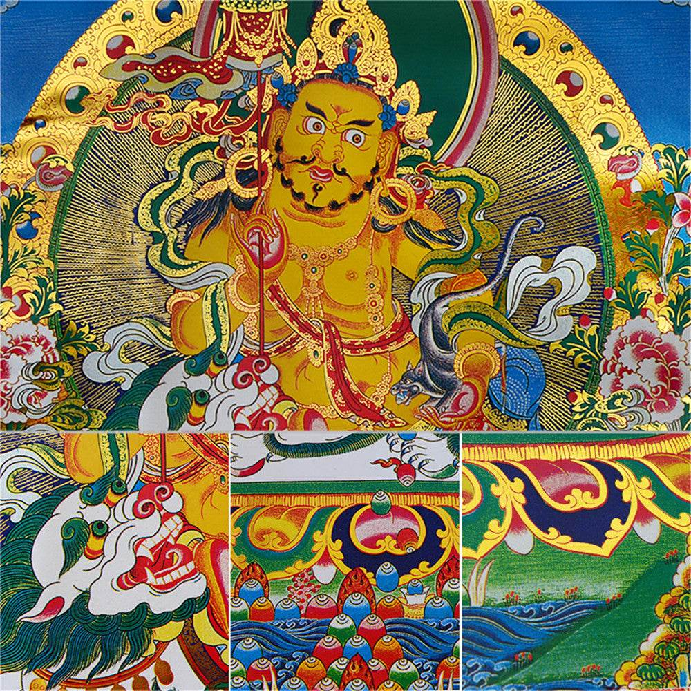 Vaisravana-Buddha of Wealth - Tibetan thangka painting, view 14