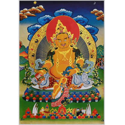 Yellow Jambhala,Dzambhala - Tibetan thangka painting, view 17