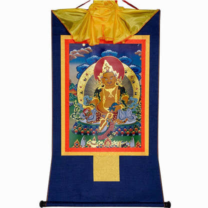 Yellow Jambhala,Dzambhala - Tibetan thangka painting, view 10