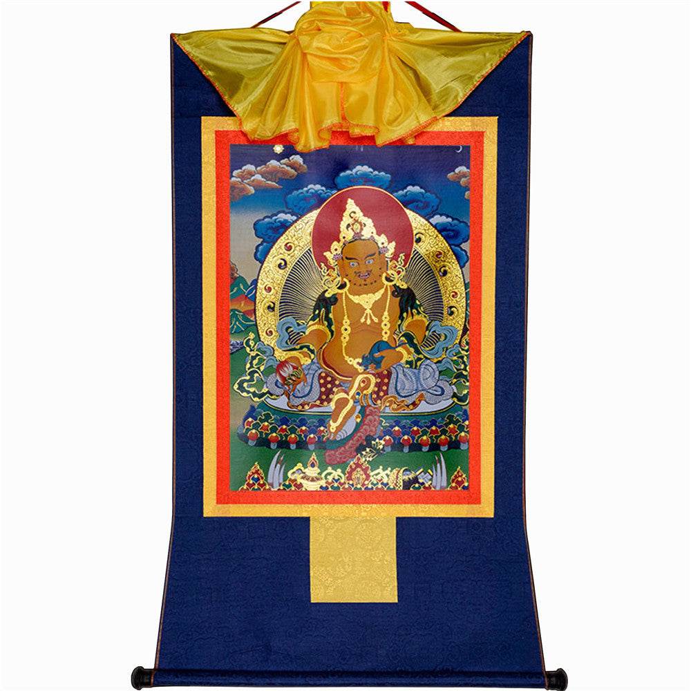 Yellow Jambhala,Dzambhala - Tibetan thangka painting, view 10